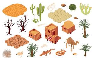 Desert Isometric Icons vector