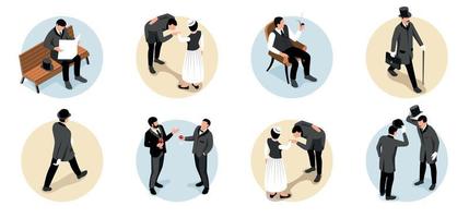 Isometric Gentleman Compositions Set vector