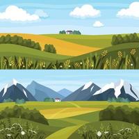 Rural Landscape Composition Set vector