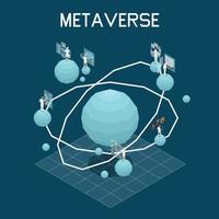 ilustración isométrica del metaverso vector