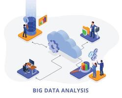 análisis de big data isométrico vector