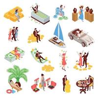 Rich People Isometric Set vector