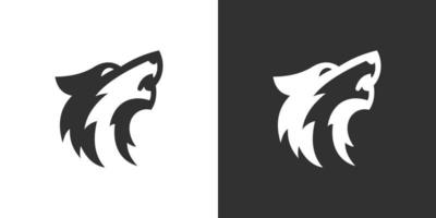 Wolf head abstract vector logo design template .