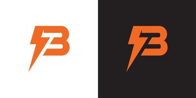 Initial B Letter with Lightning Bolt Logo Vector Design.