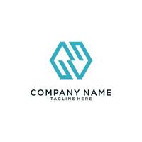 Initial letter N or NN logo design hexagon shape. vector