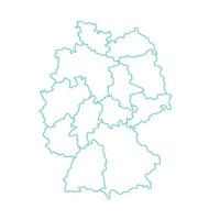 Alemania mapa con regiones sobre un fondo blanco. vector