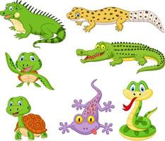 conjunto de colección de reptiles y anfibios de dibujos animados