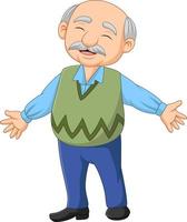 Cartoon happy senior elderly old man