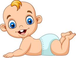 Cartoon happy baby learn to crawl vector