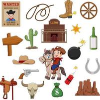 Wild west western collection set vector