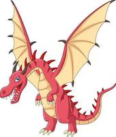 Cartoon red dragon on white background vector