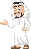 Cartoon Saudi Arab man presenting vector