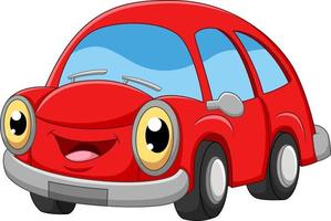 Smiling red car cartoon on white background vector