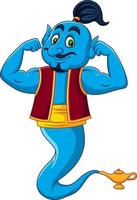 Cartoon funny genie posing vector