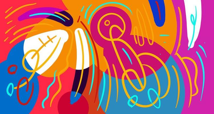 Abstract liquid shape. Fluid geometric design. Isolated gradient waves with geometric lines, dots, batik Indonesia pattern. Vector illustration