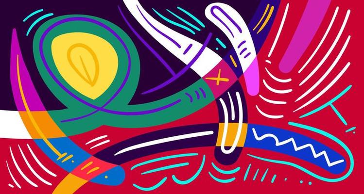 Abstract liquid shape. Fluid geometric design. Isolated gradient waves with geometric lines, dots, batik Indonesia pattern. Vector illustration