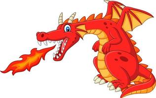 Cartoon dragon spitting fire vector