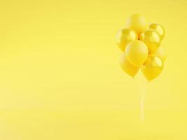 Yellow glossy and matte balloons 3d render illustration on background with copy space. photo