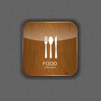 Food and drink wood application icons vector