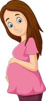 Cartoon pregnant woman isolated on white background vector