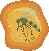 Illustration of Mosquito in yellow amber fossil vector