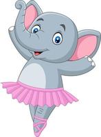 Cartoon elephant ballet dancer on white background vector