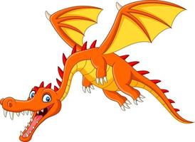 Cartoon dragon flying on white background vector