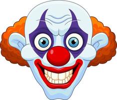 Cartoon scary clown head on white background vector