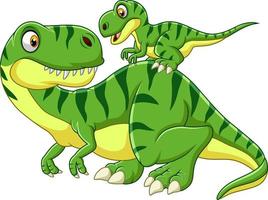 Cartoon Mother and baby dinosaur vector