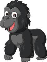 Cartoon baby gorilla on white background vector