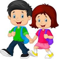 Boy and girl with backpacks vector