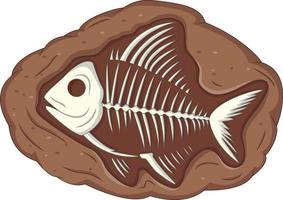 Illustration of underground fish fossil vector