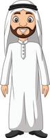 hombre árabe saudita de dibujos animados en ropa blanca vector