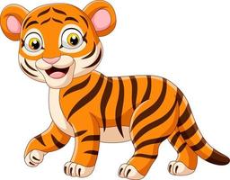 Cartoon funny baby tiger vector