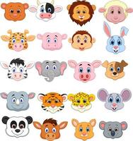 Cartoon animal head collection set vector