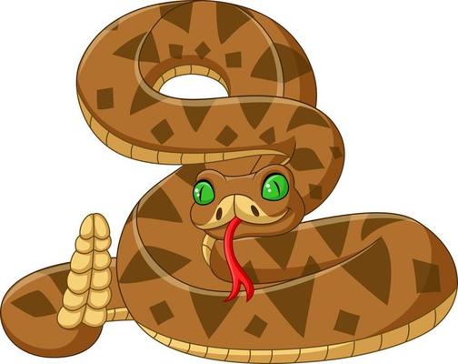 Cartoon brown snake on white background