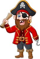 Cartoon Pirate captain holding a treasure map vector