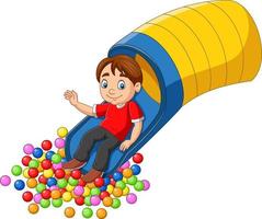 Cartoon happy boy playing in the playground vector