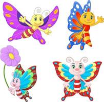 colección de dibujos animados de mariposa sobre fondo blanco