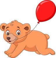 Cartoon little bear with a red balloon vector