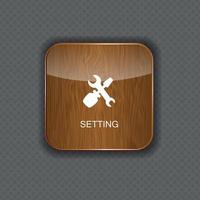 Setting wood  application icons vector