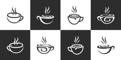 conjunto de icono de vector de plantilla de logotipo de taza de café