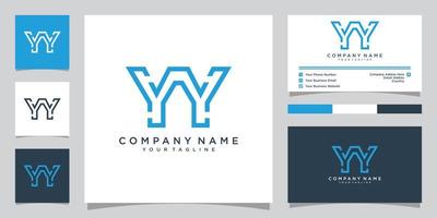 letter YY logo design vector with business card.