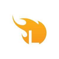 Initial L letter with fire logo Vector design.