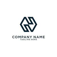 Initial letter N or NN logo design hexagon shape. vector