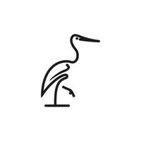 Heron outline design vector illustration. Line art heron logo design.