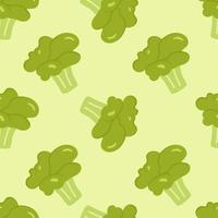 Seamless pattern with large broccoli cabbage on a green background. Botanical vector illustration for printing on clothing, textiles, paper, fabric, packaging.