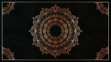 mandala background, dark and gold combination vector