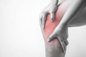 knee injury in humans .knee pain,joint pains people medical, mono tone highlight at knee photo