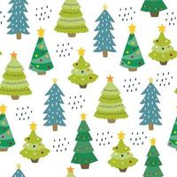 Seamless pattern with hand-drawn Christmas trees. Colorful vector background. Decorative wallpaper, well suited for printing textiles, fabric, wallpaper, gift paper.